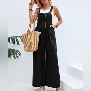 Adorable lightweight boutique wide leg coveralls overalls romper